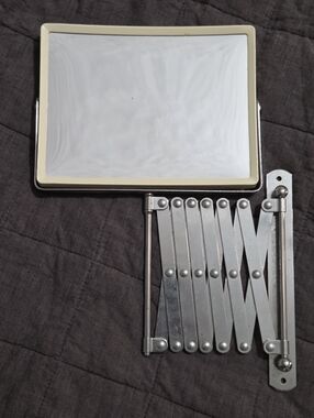 Vintage MCM Scissor Accordion Wall Mounted 2 Sided Magnifying Mirror